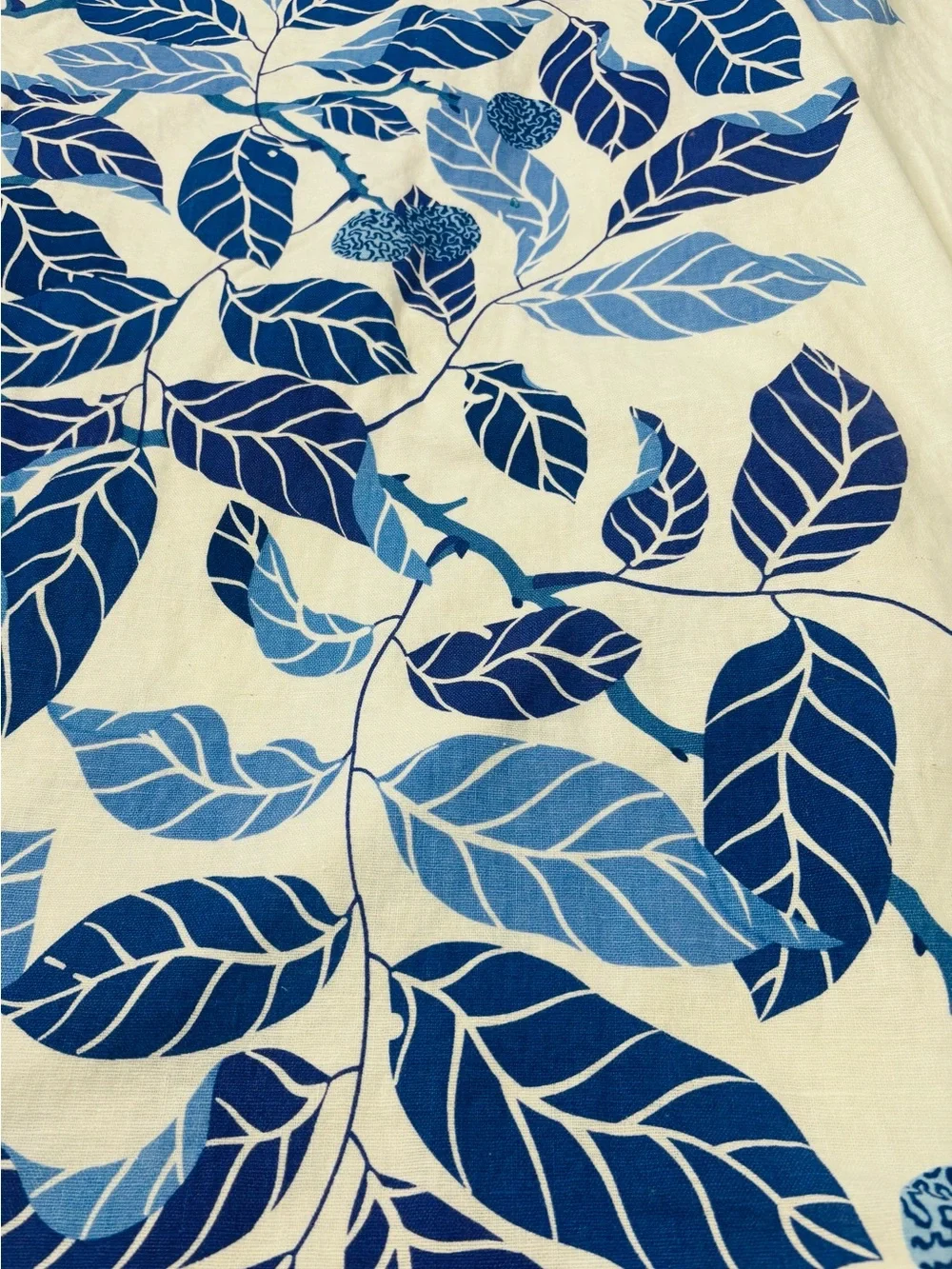 IKEA Blad Stockholm Blue & White Leaf Print Curtains(2)